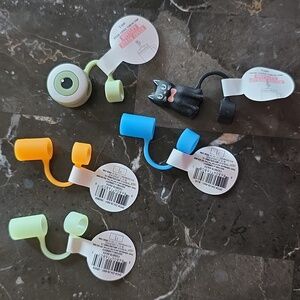 Silicone Straw Toppers 3 Glow In The Dark 2 Novelty Set Of 5; Fits 9 -10mm Straw